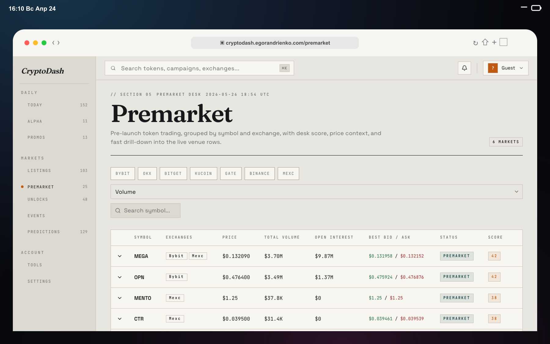 [ screen · premarket ]